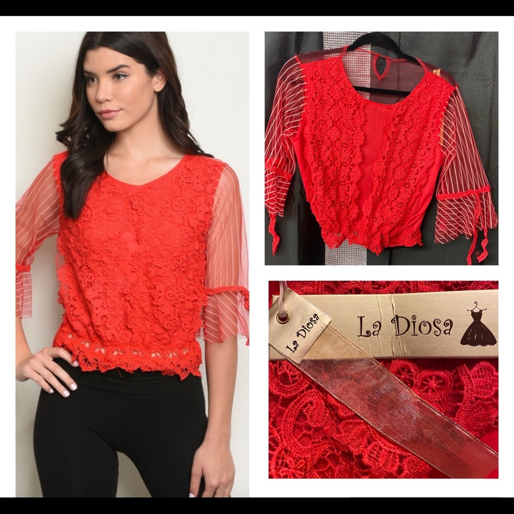 LA DIOSA RED BLOUSE SIZE S (NWT)